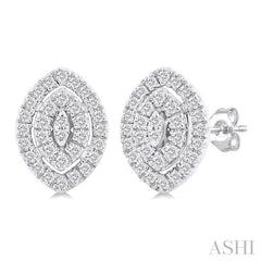 ASHI Marquise Shape Petite Halo Diamond Fashion Earrings 641T7PPTSERWG-MQ