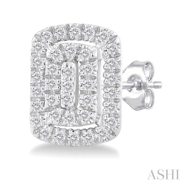 ASHI Emerald Shape Petite Halo Diamond Fashion Earrings 641T7PPTSERWG-OC