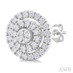 ASHI Round Shape Petite Halo Diamond Fashion Earrings 641T7PPTSERWG-RD