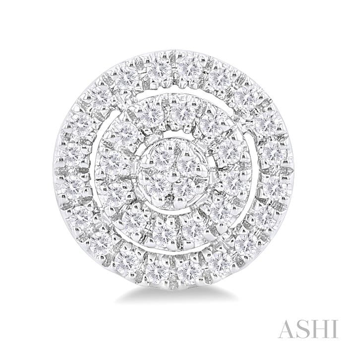 ASHI Round Shape Petite Halo Diamond Fashion Earrings 641T7PPTSERWG-RD