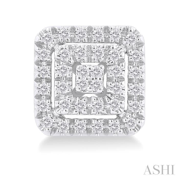 ASHI Princess Shape Petite Halo Diamond Fashion Earrings 641T7PPTSERWG-SQ