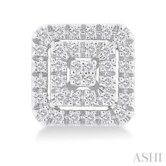 ASHI Princess Shape Petite Halo Diamond Fashion Earrings 641T7PPTSERWG-SQ