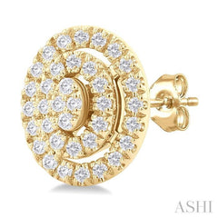 ASHI Oval Shape Petite Halo Diamond Fashion Earrings 641T7PPTSERYG-OV