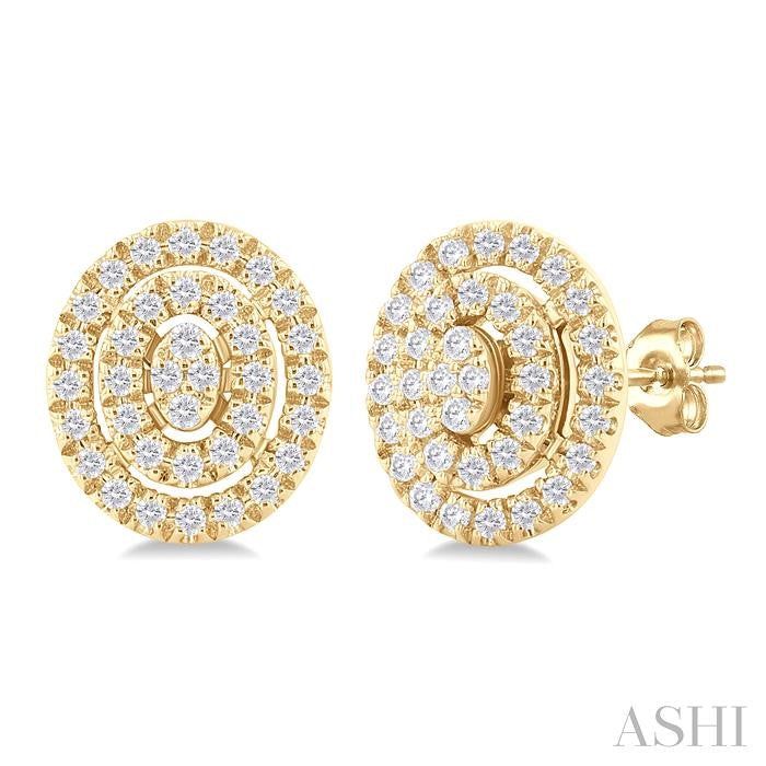 ASHI Oval Shape Petite Halo Diamond Fashion Earrings 641T7PPTSERYG-OV