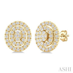 ASHI Oval Shape Petite Halo Diamond Fashion Earrings 641T7PPTSERYG-OV
