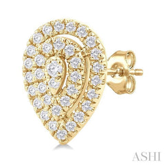 ASHI Pear Shape Petite Halo Diamond Fashion Earrings 641T7PPTSERYG-PR