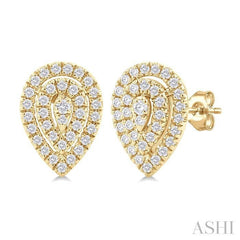 ASHI Pear Shape Petite Halo Diamond Fashion Earrings 641T7PPTSERYG-PR