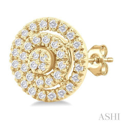 ASHI Round Shape Petite Halo Diamond Fashion Earrings 641T7PPTSERYG-RD