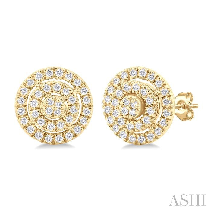 ASHI Round Shape Petite Halo Diamond Fashion Earrings 641T7PPTSERYG-RD