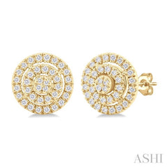 ASHI Round Shape Petite Halo Diamond Fashion Earrings 641T7PPTSERYG-RD