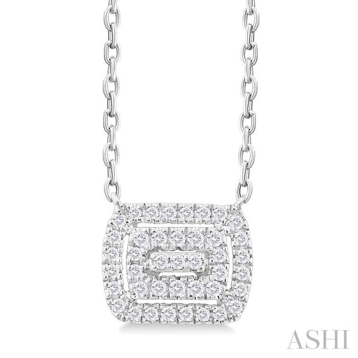 ASHI Emerald Shape Petite Halo Diamond Fashion Pendant 641T8PPTSPDWG-OC