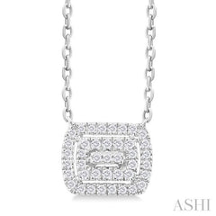 ASHI Emerald Shape Petite Halo Diamond Fashion Pendant 641T8PPTSPDWG-OC