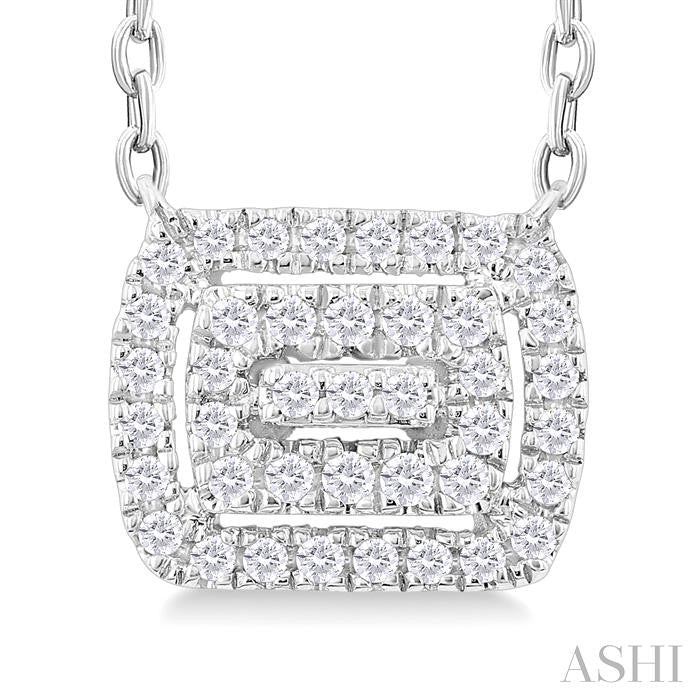 ASHI Emerald Shape Petite Halo Diamond Fashion Pendant 641T8PPTSPDWG-OC