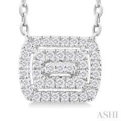 ASHI Emerald Shape Petite Halo Diamond Fashion Pendant 641T8PPTSPDWG-OC