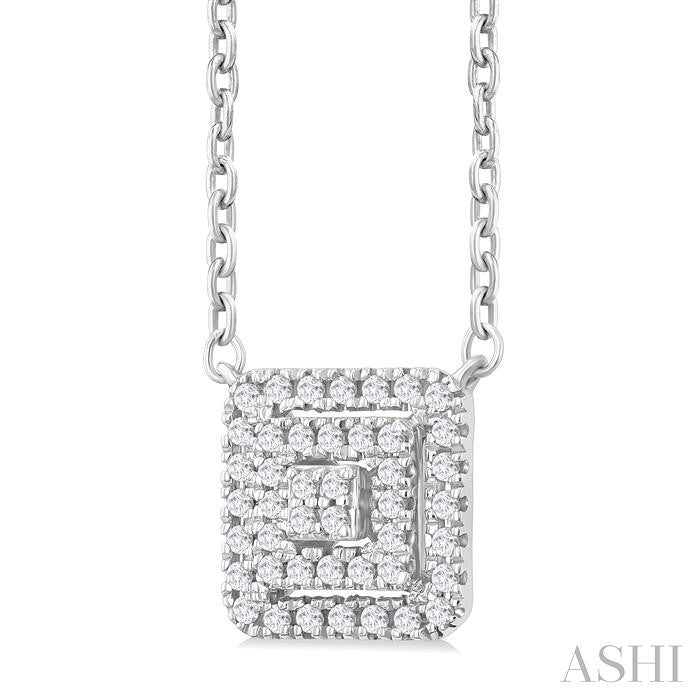 ASHI Princess Shape Petite Halo Diamond Fashion Pendant 641T8PPTSPDWG-SQ