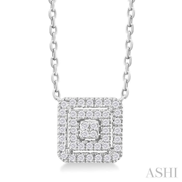 ASHI Princess Shape Petite Halo Diamond Fashion Pendant 641T8PPTSPDWG-SQ