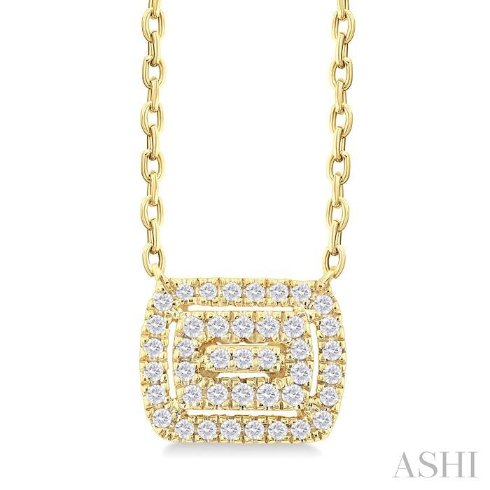 ASHI Emerald Shape Petite Halo Diamond Fashion Pendant 641T8PPTSPDYG-OC