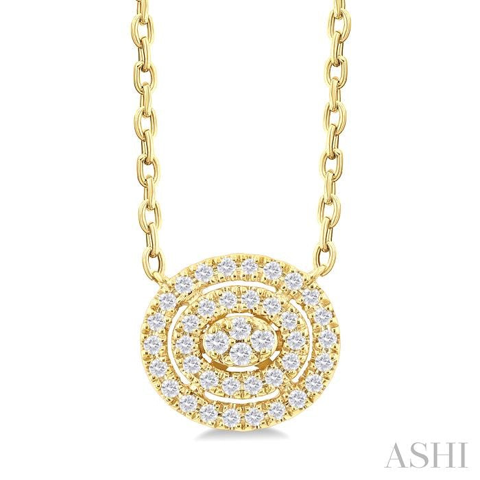 ASHI Oval Shape Petite Halo Diamond Fashion Pendant 641T8PPTSPDYG-OV