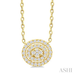 ASHI Oval Shape Petite Halo Diamond Fashion Pendant 641T8PPTSPDYG-OV