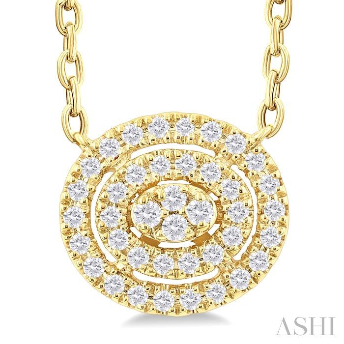 ASHI Oval Shape Petite Halo Diamond Fashion Pendant 641T8PPTSPDYG-OV