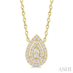 ASHI Pear Shape Petite Halo Diamond Fashion Pendant 641T8PPTSPDYG-PR