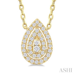 ASHI Pear Shape Petite Halo Diamond Fashion Pendant 641T8PPTSPDYG-PR