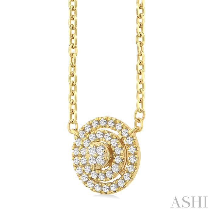 ASHI Round Shape Petite Halo Diamond Fashion Pendant 641T8PPTSPDYG-RD