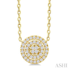 ASHI Round Shape Petite Halo Diamond Fashion Pendant 641T8PPTSPDYG-RD