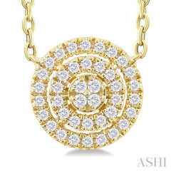 ASHI Round Shape Petite Halo Diamond Fashion Pendant 641T8PPTSPDYG-RD