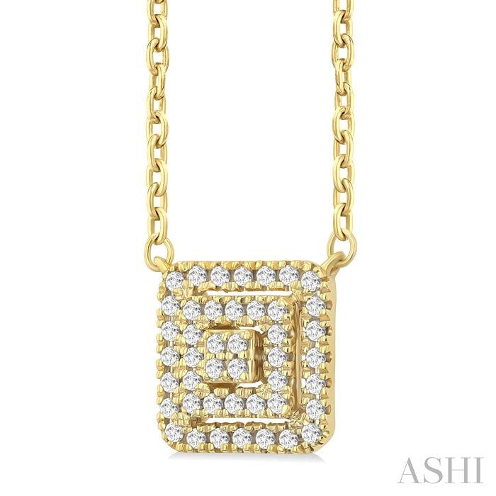 ASHI Princess Shape Petite Halo Diamond Fashion Pendant 641T8PPTSPDYG-SQ