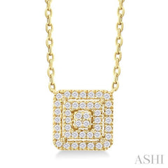 ASHI Princess Shape Petite Halo Diamond Fashion Pendant 641T8PPTSPDYG-SQ