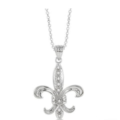 Parkplace Jewelers Silver Fleur De Lis Diamond Pendant 86389PPSSSLPD