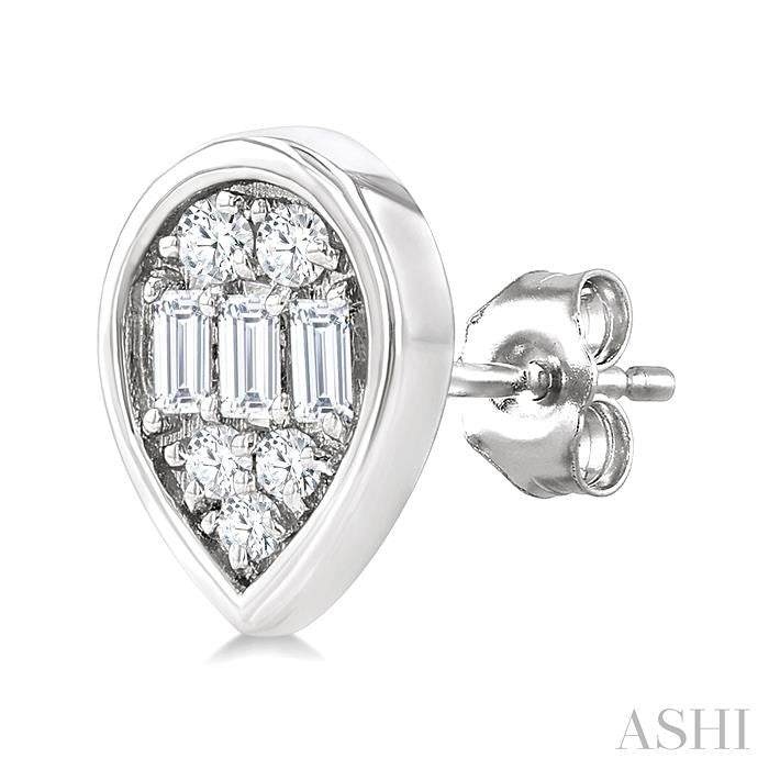 ASHI Pear Shape Bezel Set Petite Fusion Diamond Fashion Earrings 642T7PPTGERWG-PR