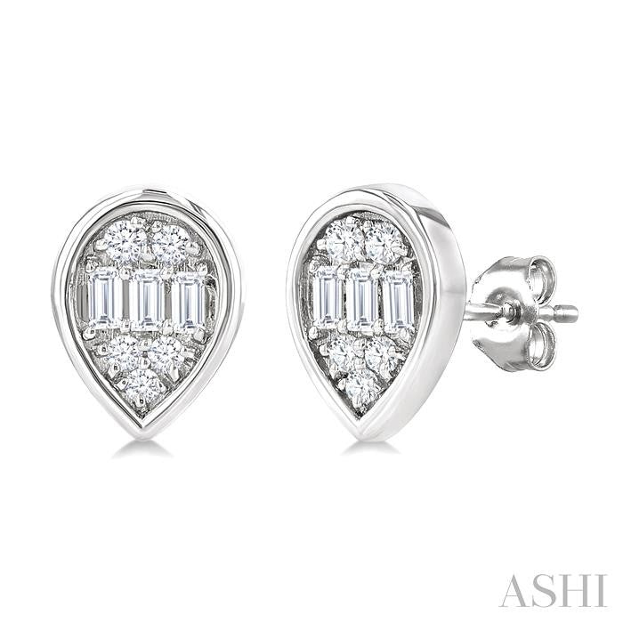 ASHI Pear Shape Bezel Set Petite Fusion Diamond Fashion Earrings 642T7PPTGERWG-PR
