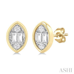 ASHI Marquise Shape Bezel Set Petite Fusion Diamond Fashion Earrings 642T7PPTGERYG-MQ