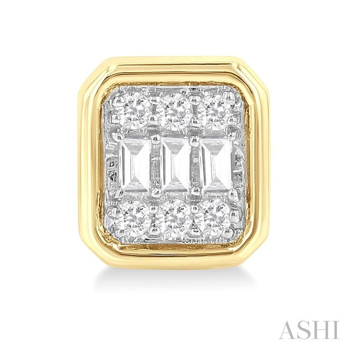 ASHI Emerald Shape Bezel Set Petite Fusion Diamond Fashion Earrings 642T7PPTGERYG-OC