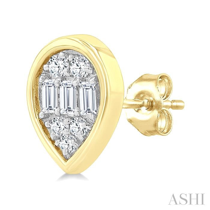 ASHI Pear Shape Bezel Set Petite Fusion Diamond Fashion Earrings 642T7PPTGERYG-PR