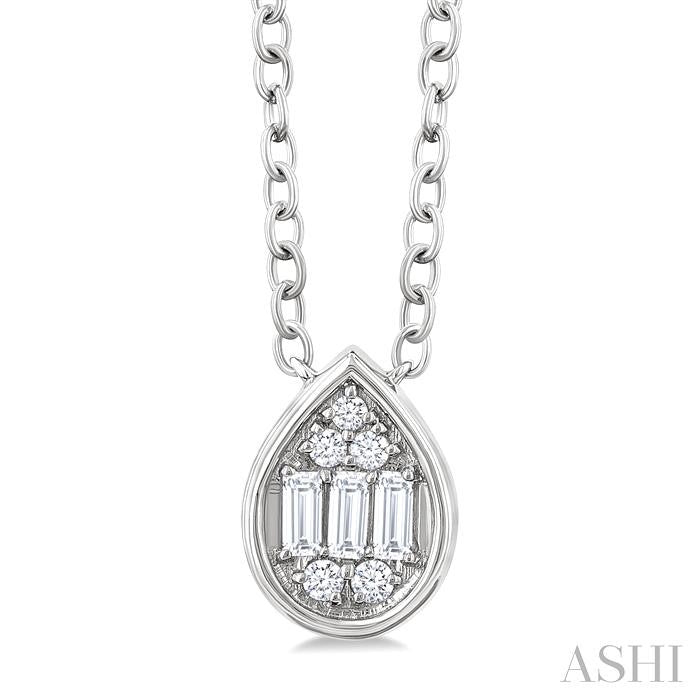 ASHI Pear Shape Bezel Set Petite Fusion Diamond Fashion Pendant 642T8PPTGPDWG-PR