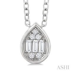 ASHI Pear Shape Bezel Set Petite Fusion Diamond Fashion Pendant 642T8PPTGPDWG-PR