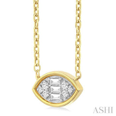 ASHI Marquise Shape East-West Bezel Set Petite Fusion Diamond Fashion Pendant 642T8PPTGPDYG-MQ