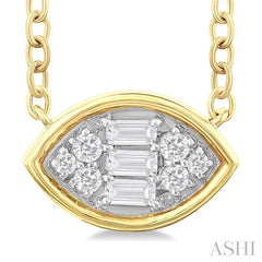 ASHI Marquise Shape East-West Bezel Set Petite Fusion Diamond Fashion Pendant 642T8PPTGPDYG-MQ