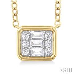 ASHI Emerald Shape East-West Bezel Set Petite Fusion Diamond Fashion Pendant 642T8PPTGPDYG-OC
