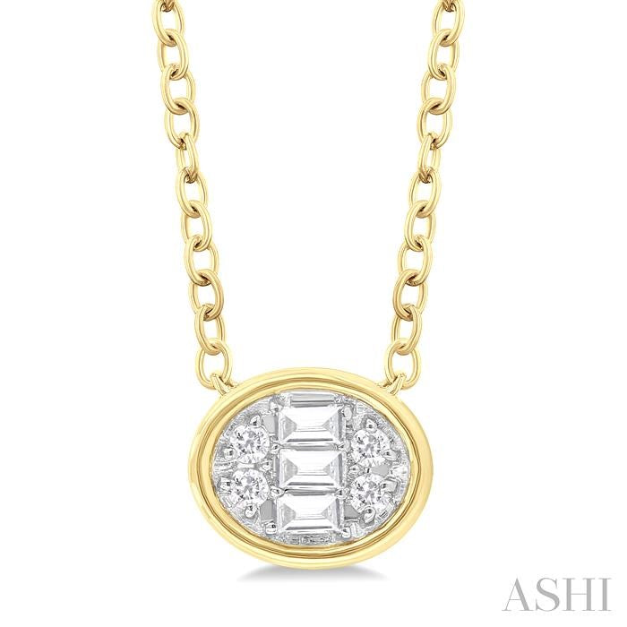 ASHI Oval Shape East-West Bezel Set Petite Fusion Diamond Fashion Pendant 642T8PPTGPDYG-OV