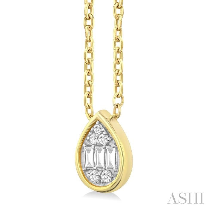 ASHI Pear Shape Bezel Set Petite Fusion Diamond Fashion Pendant 642T8PPTGPDYG-PR