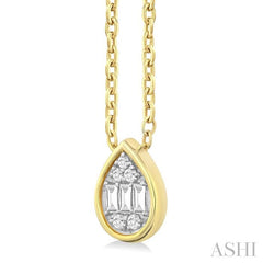 ASHI Pear Shape Bezel Set Petite Fusion Diamond Fashion Pendant 642T8PPTGPDYG-PR