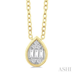 ASHI Pear Shape Bezel Set Petite Fusion Diamond Fashion Pendant 642T8PPTGPDYG-PR