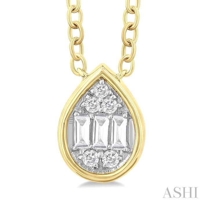 ASHI Pear Shape Bezel Set Petite Fusion Diamond Fashion Pendant 642T8PPTGPDYG-PR