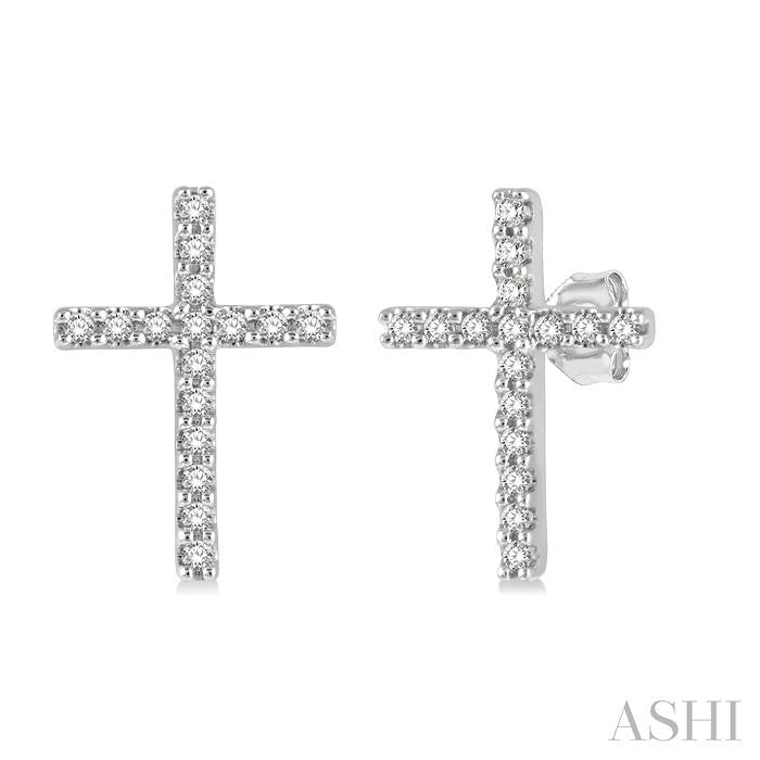 ASHI Cross Petite Diamond Fashion Earrings 643D8PPFSERWG