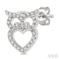 ASHI Owl Petite Diamond Fashion Earrings 643E8PPTSERWG