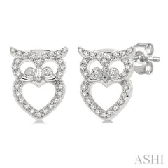 ASHI Owl Petite Diamond Fashion Earrings 643E8PPTSERWG